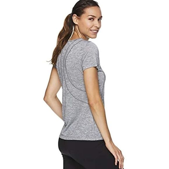 REEBOK Dynamic Short Sleeve Slim Fitted Performance Feeder Stripe NWT - Picture 2 of 8